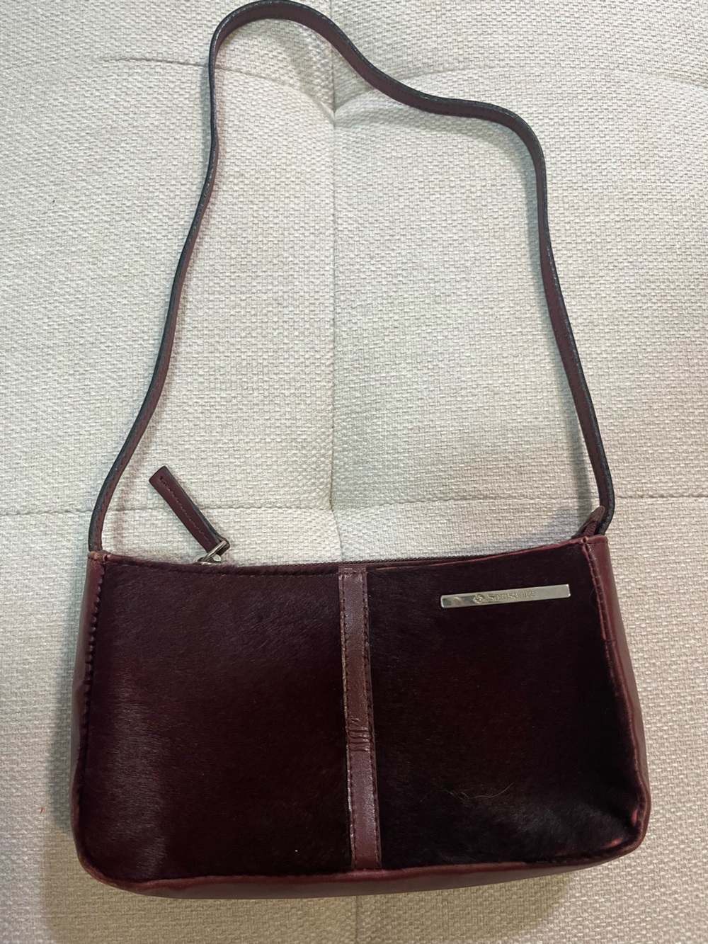 Samsonite Dark Burgundy Leather & Calf Hair Bag